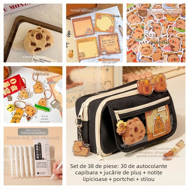 Noua carcasă pentru creioane Capibala pentru fete, elevi de școală primară, cu aspect deosebit, cu flip, capacitate mare, pentru papetărie, pentru băieți