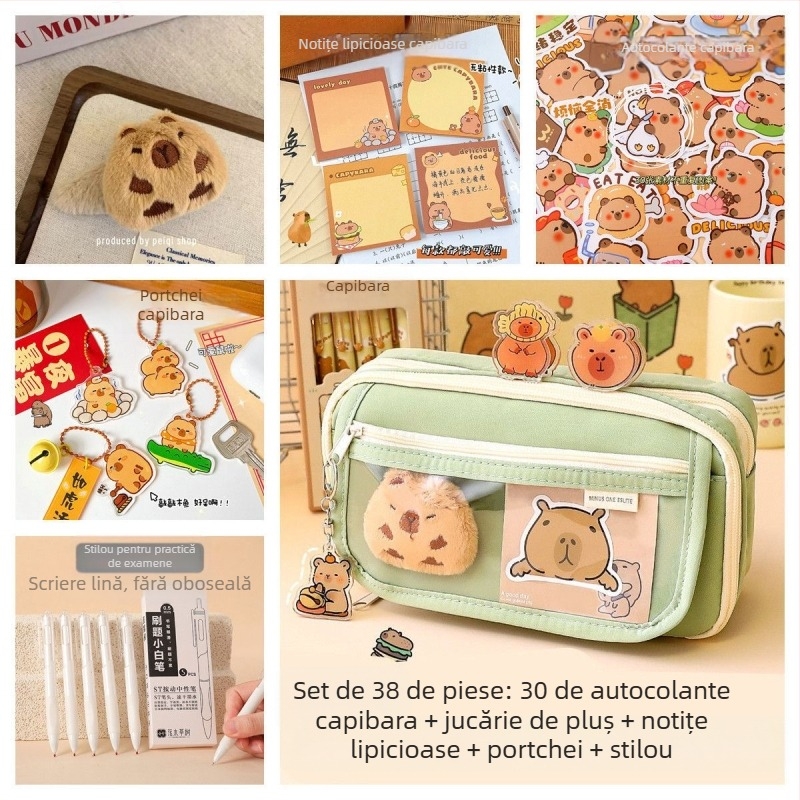 Noua carcasă pentru creioane Capibala pentru fete, elevi de școală primară, cu aspect deosebit, cu flip, capacitate mare, pentru papetărie, pentru băieți