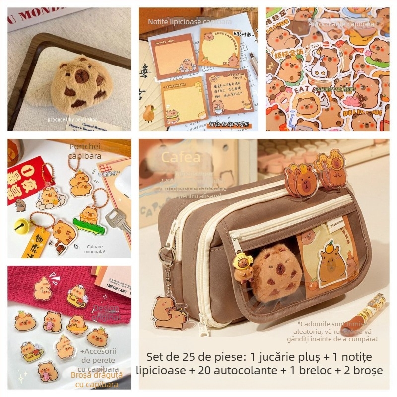 Noua carcasă pentru creioane Capibala pentru fete, elevi de școală primară, cu aspect deosebit, cu flip, capacitate mare, pentru papetărie, pentru băieți