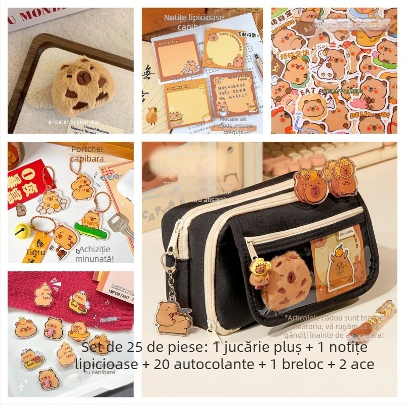 Noua carcasă pentru creioane Capibala pentru fete, elevi de școală primară, cu aspect deosebit, cu flip, capacitate mare, pentru papetărie, pentru băieți