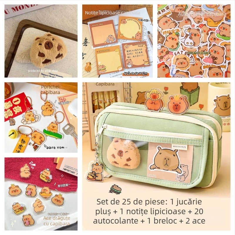 Noua carcasă pentru creioane Capibala pentru fete, elevi de școală primară, cu aspect deosebit, cu flip, capacitate mare, pentru papetărie, pentru băieți