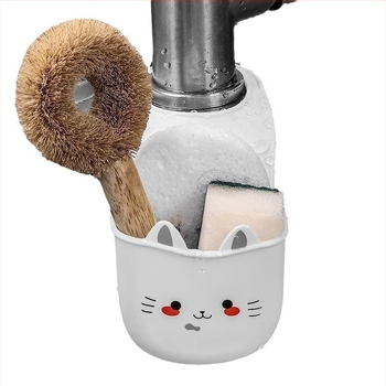 Chiuvetă de bucătărie creativă coș de scurgere silicon plastic desen animat pisică stil robinet punch-free depozitare raft agățat sac