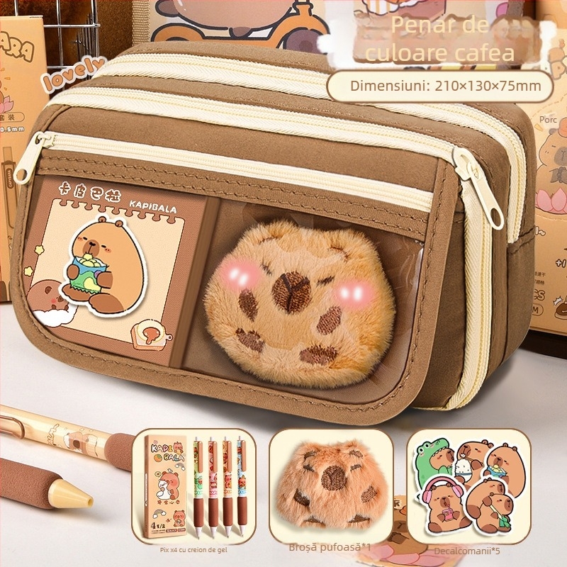 Capi Bar Penar Case Femei High Yan Value Mare Capacitate Școală Primară Fete Papetărie Bag Junior High School Copii Băieți Penar Case