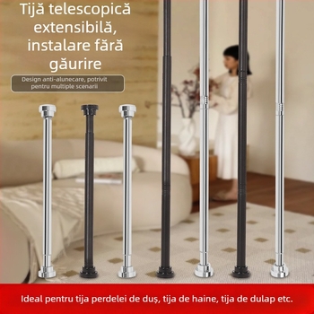 Exclusiv transfrontalier pentru îmbinarea tijei telescopice din oțel inoxidabil neperforat, tijă de perdea de duș, tijă de perdea pentru ușă, tijă de uscare a hainelor, tijă de perdea pentru dulap