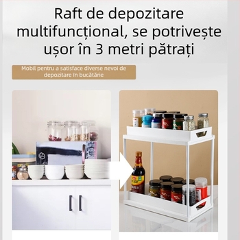Raft de depozitare dublu strat bucătărie condimente scurgere raft toaletă cameră living raft de depozitare multifuncțional chiuvetă inferioară raft de depozitare