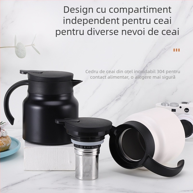 Ceainic portabil din oțel inoxidabil 316, ceainic de conservare a căldurii, oală de cafea de mare capacitate, ceainic de separare a apei, ceainic