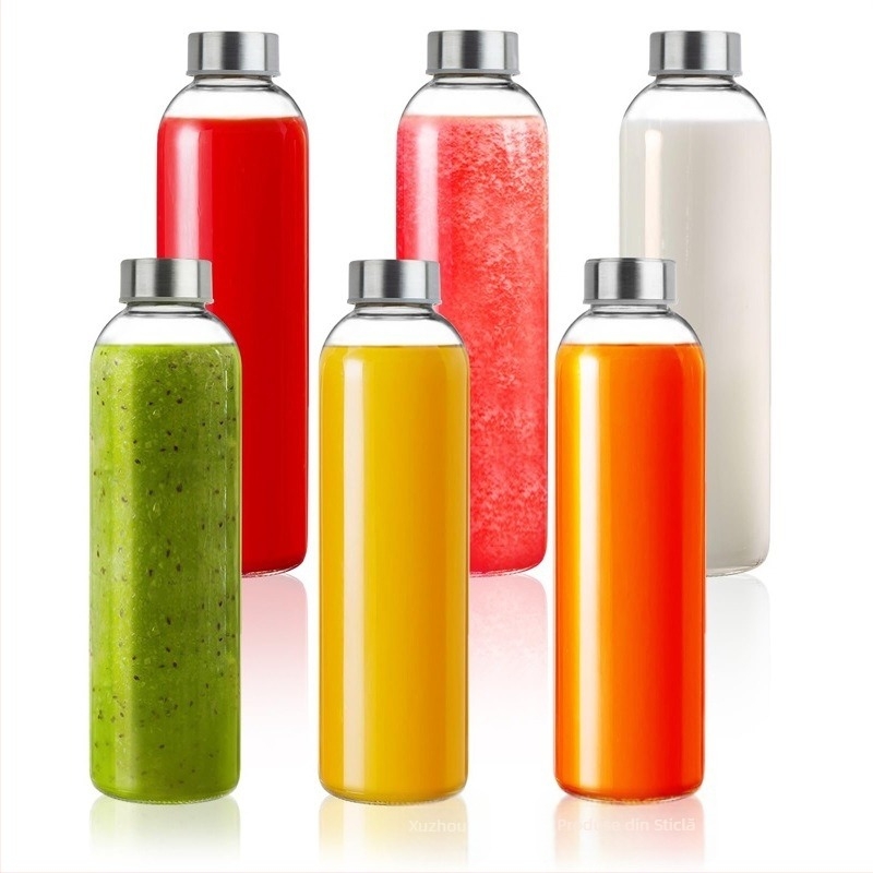 Amazon Hot Sale Sticlă de sticlă de 18oz Sticlă de apă minerală Cană 500ml Sticlă portabilă de suc de fructe Băutură Sticlă de vin 6 potriviri Sticlă de apă