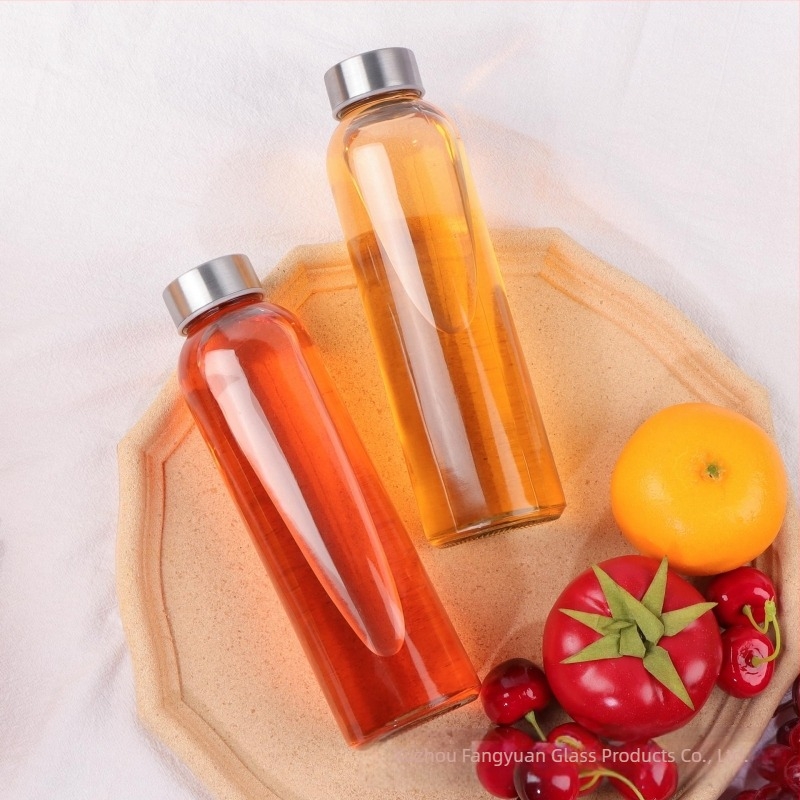 Amazon Hot Sale Sticlă de sticlă de 18oz Sticlă de apă minerală Cană 500ml Sticlă portabilă de suc de fructe Băutură Sticlă de vin 6 potriviri Sticlă de apă