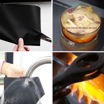 Covoraș de bucătărie multifuncțional din silicon cu grosimea de 0,4 mm, rezistent la temperaturi ridicate, pentru aragaz cu inducție, covoraș de protecție din silicon antiderapant pentru izolare termică