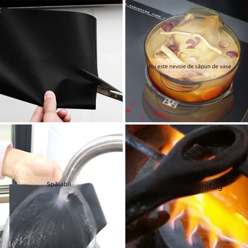 Covoraș de bucătărie multifuncțional din silicon cu grosimea de 0,4 mm, rezistent la temperaturi ridicate, pentru aragaz cu inducție, covoraș de protecție din silicon antiderapant pentru izolare termică