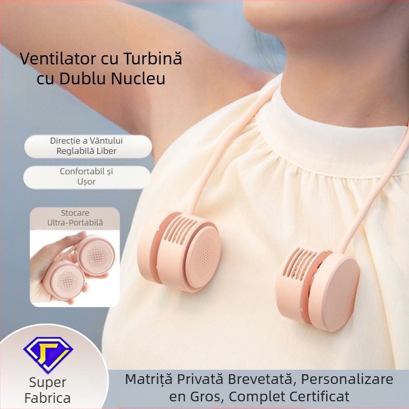 Ventilator de gât în stil nou, furtun simplu, pliabil, ventilator de încărcare, sporturi în aer liber, ventilator portabil mic