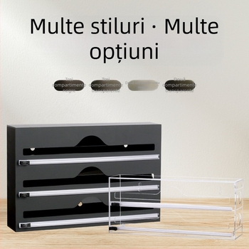 Cutie de depozitare din folie acrilică, montată pe perete, pungă autoetanșă pentru bucătărie, cutie de depozitare transparentă pentru clasificare și personalizare a pungilor alimentare