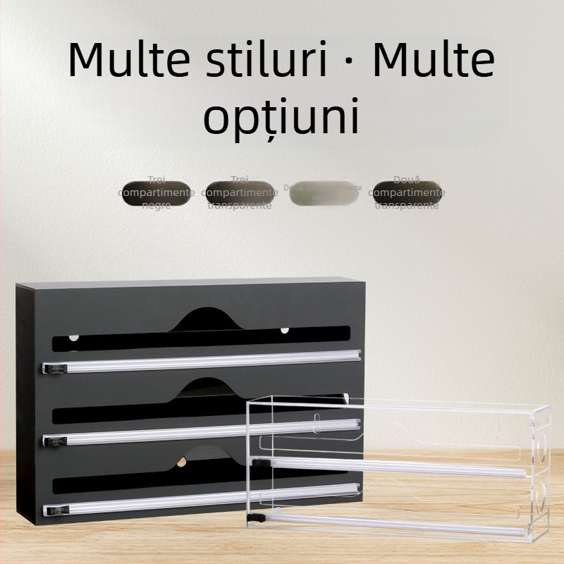 Cutie de depozitare din folie acrilică, montată pe perete, pungă autoetanșă pentru bucătărie, cutie de depozitare transparentă pentru clasificare și personalizare a pungilor alimentare