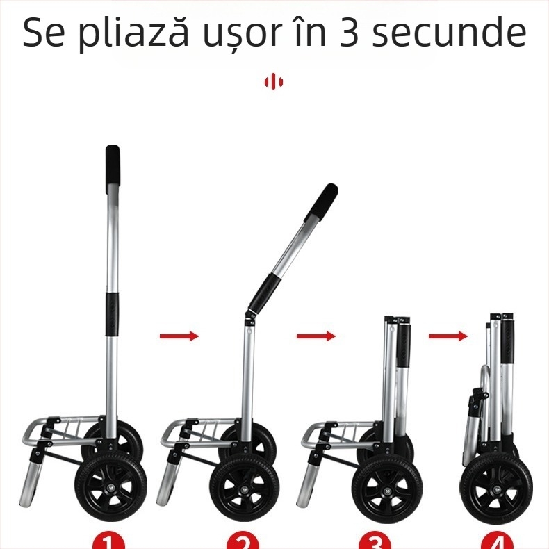 Cărucior de cumpărături pliabil din aliaj de aluminiu nou, cărucior de cumpărături, cărucior de alpinism portabil, picnic în aer liber