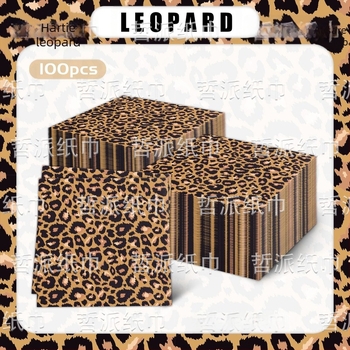 [Stoc disponibil] Șervețel de masă pentru petrecere de ziua de naștere pentru copii cu imprimeu leopard Amazon, cu tematică de animale pătate