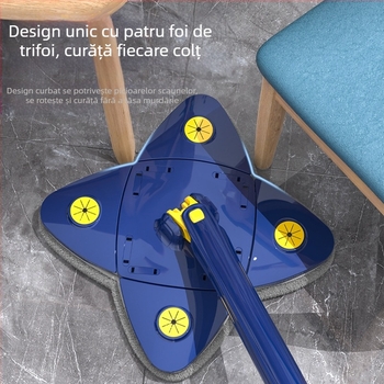 Mop triunghi rotativ la 360 de grade, tavan, perete, acoperiș, perete de sticlă, mop cu trifoi cu patru foi, mop cu patru colțuri
