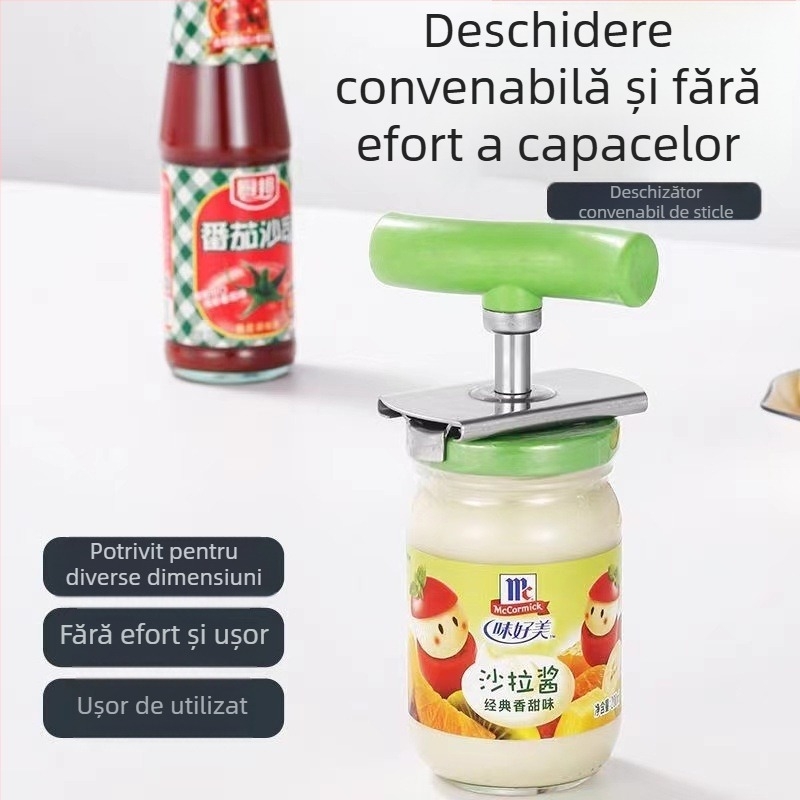 Deschizător de conserve multifuncțional, en-gros, deschizător de sticle din oțel inoxidabil, reglabil, economisește forța de muncă