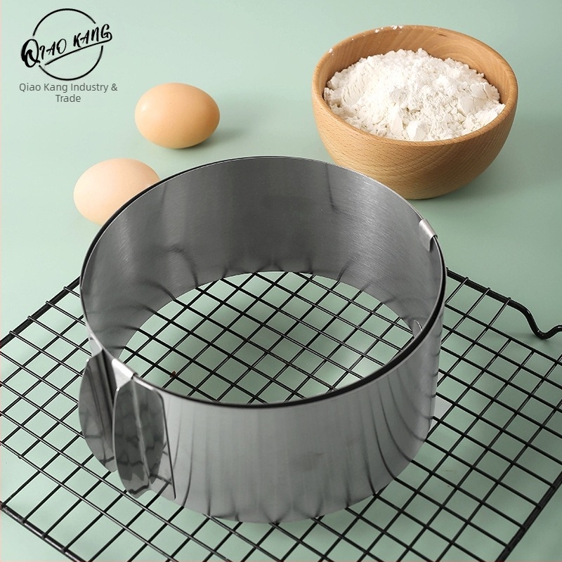 Ustensile de copt din oțel inoxidabil pentru mousse de tort, inel rotund retractabil reglabil de 6-12 inch, formă de tort DIY