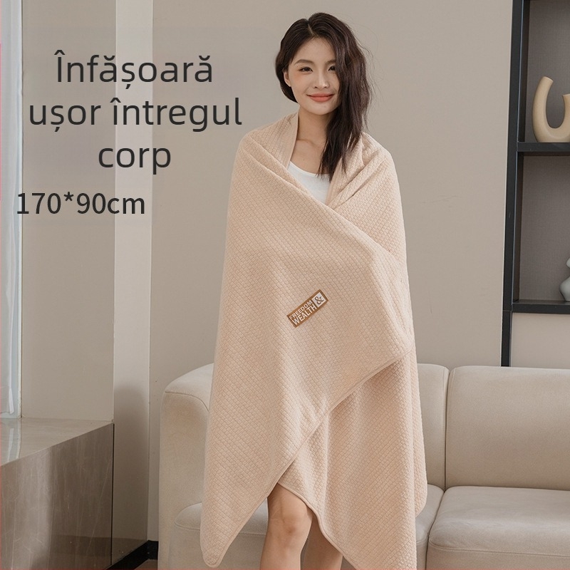 Prosop de baie nou, îngroșat, extra mare, din fleece de coral, cu grilaj de porumb, pentru adulți, absorbant de uz casnic, prosop fără scame, cu uscare rapidă