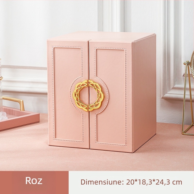 Cutie de depozitare pentru bijuterii, cutie de bijuterii multistrat cu carte roșie mică, de lux pentru uz casnic, cutie de bijuterii cu mai multe straturi și cercei