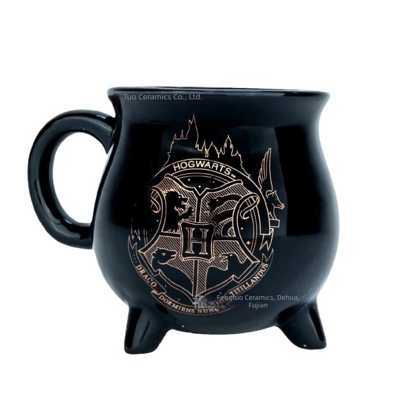 Cană de cafea ceramică transfrontalieră pentru vrăjitoare, cană de vrăjitoare cu fantome, cană ceramică de Halloween, cană de vrăjitoare neagră