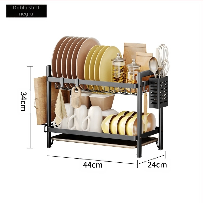 Raft de depozitare pentru bucătărie, vase și raft de depozitare pentru vase, scurgere raft, uz casnic, multifuncțional, raft pentru vase, dulap, cutie de depozitare pentru bețișoare