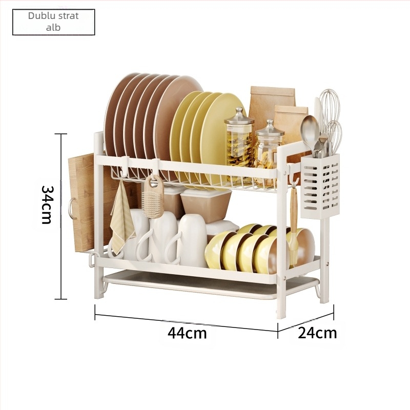 Raft de depozitare pentru bucătărie, vase și raft de depozitare pentru vase, scurgere raft, uz casnic, multifuncțional, raft pentru vase, dulap, cutie de depozitare pentru bețișoare