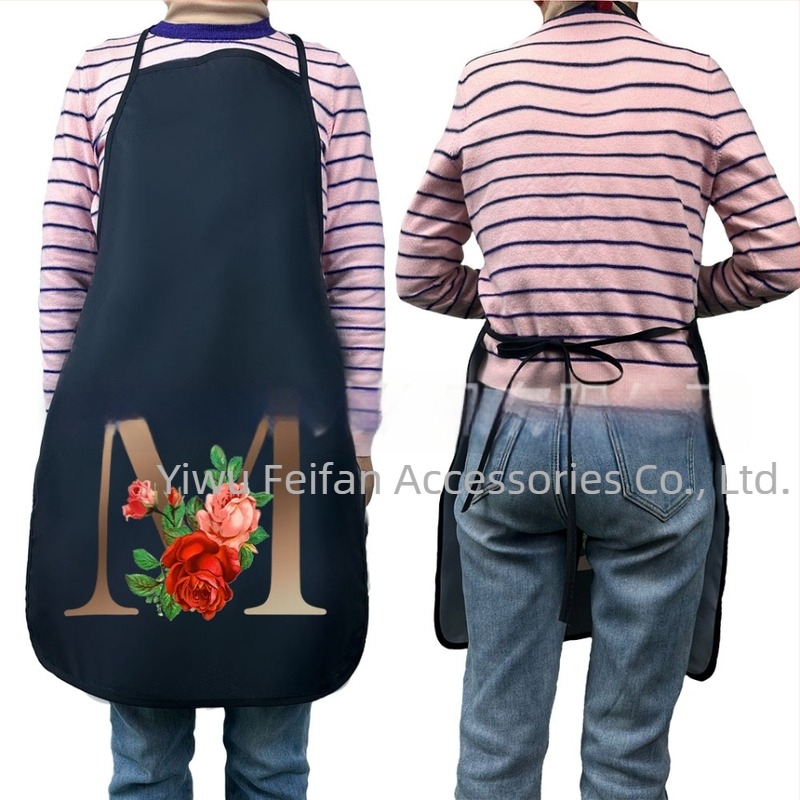 Șorț din bumbac și in din seria nouă cu litere, simplu, impermeabil, anti-ulei, cu suport pentru haine de lucru, logo fix, en-gros