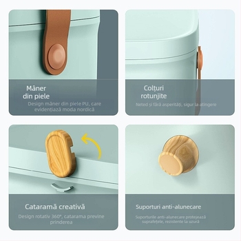 Cutie de medicamente de uz casnic, cutie ovală de depozitare pentru medicamente, cutie medicală cu dublu strat, cutie de prim ajutor cu mai multe compartimente, cutie de medicamente de mare capacitate