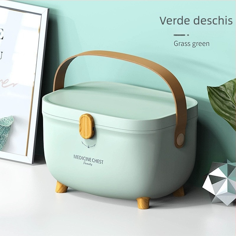 Cutie de medicamente de uz casnic, cutie ovală de depozitare pentru medicamente, cutie medicală cu dublu strat, cutie de prim ajutor cu mai multe compartimente, cutie de medicamente de mare capacitate