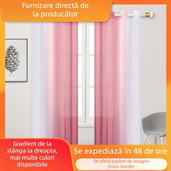 O perdea de tifon cu gradient de primăvară transfrontalieră, stânga și dreapta, gradient elegant, perdea transparentă, dormitor, living, balcon, perdea