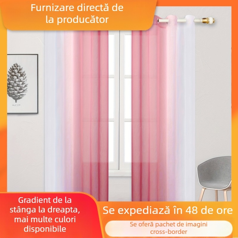 O perdea de tifon cu gradient de primăvară transfrontalieră, stânga și dreapta, gradient elegant, perdea transparentă, dormitor, living, balcon, perdea