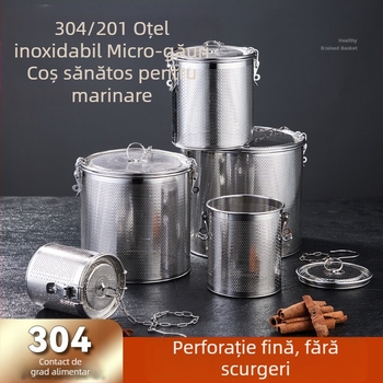 Coș de saramură din oțel inoxidabil, coș de saramură cu plasă densă, coș de zgură, supă de pește, oală fierbinte, supă, condimente, bile, coș de condimente