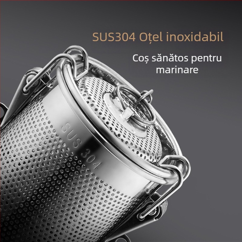 Coș de saramură din oțel inoxidabil, coș de saramură cu plasă densă, coș de zgură, supă de pește, oală fierbinte, supă, condimente, bile, coș de condimente