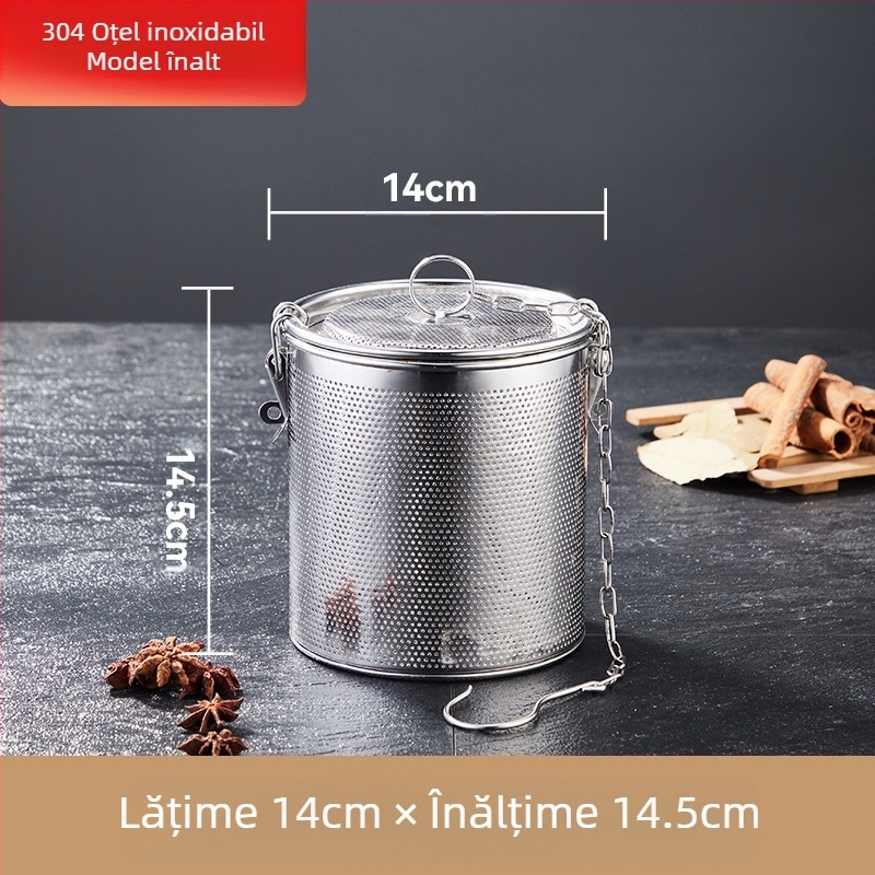 Coș de saramură din oțel inoxidabil, coș de saramură cu plasă densă, coș de zgură, supă de pește, oală fierbinte, supă, condimente, bile, coș de condimente