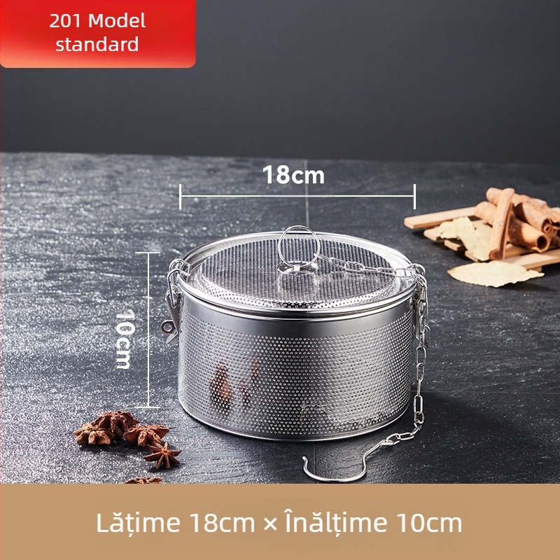 Coș de saramură din oțel inoxidabil, coș de saramură cu plasă densă, coș de zgură, supă de pește, oală fierbinte, supă, condimente, bile, coș de condimente