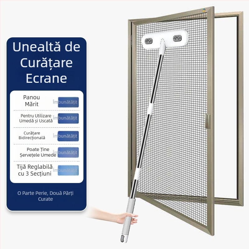 Perie de curățare a ecranului ferestrei, artefact de uz casnic, non-demontare și spălare, față-verso lungă, două-în-unu, instrument de curățare a ecranului ferestrei