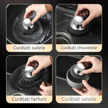 Bilă de sârmă de oțel din oțel inoxidabil de uz casnic, fără scame, bucătărie, spălat vase, perie de oală, bilă de fier, îndepărtarea murdăriei, bilă de curățare