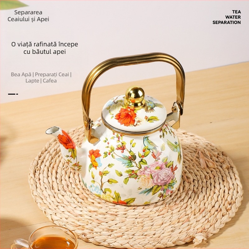 Fierbător de uz casnic, fierbător de uz casnic emailat, fierbător de exterior emailat, aragaz special din metal emailat pentru gătit ceai