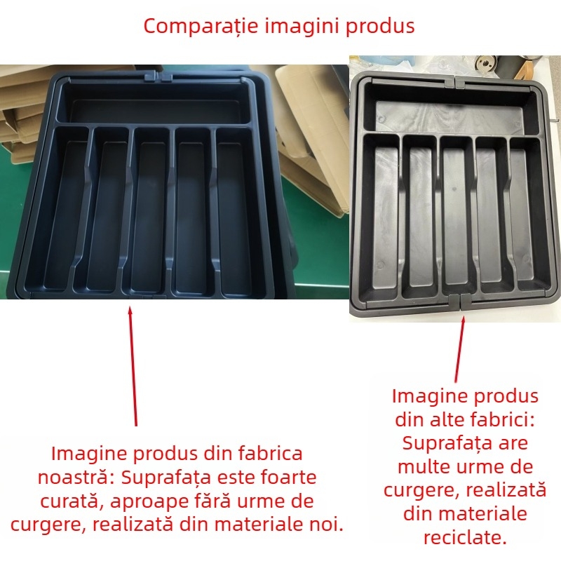 Cutie de depozitare extinsă pentru tacâmuri, tavă telescopică portabilă de uz casnic, tavă extensibilă pentru ustensile, tavă transversală