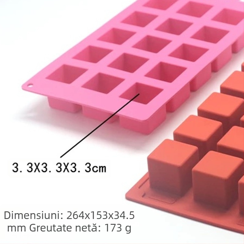 Mufă de silicon franceză cu 15 bucăți, coaptă la foc, cub Rubik, mousse, tort, desert, budincă, cub