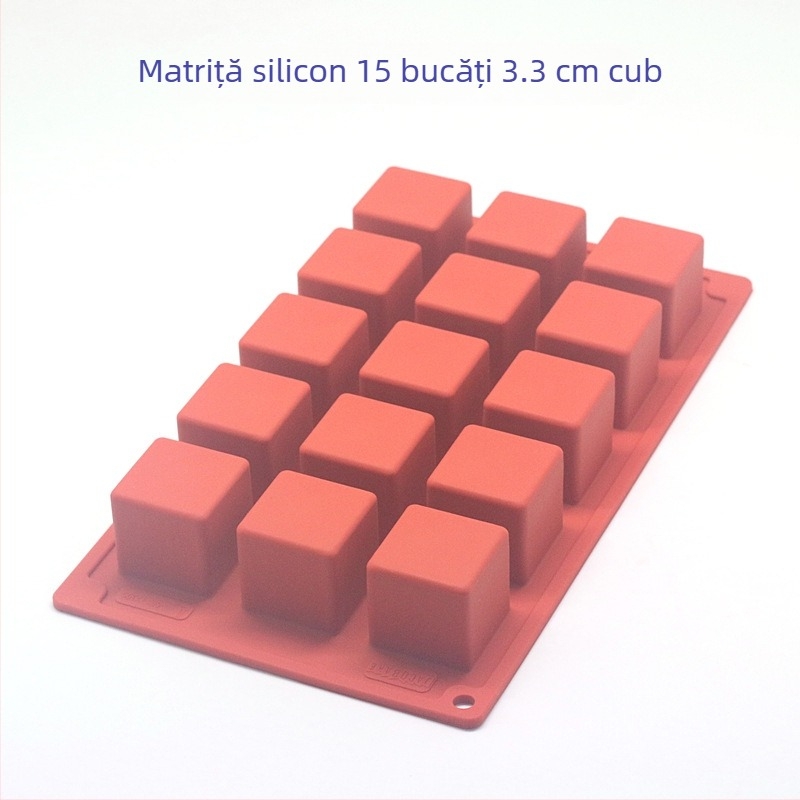Mufă de silicon franceză cu 15 bucăți, coaptă la foc, cub Rubik, mousse, tort, desert, budincă, cub