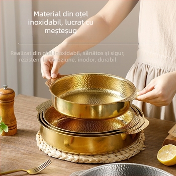 Oală pentru supă cu fulgi de zăpadă, oală din oțel inoxidabil cu fructe de mare, oală pentru supă în stil coreean, tigaie extra groasă, oală cu model de ciocan, oală antiaderentă