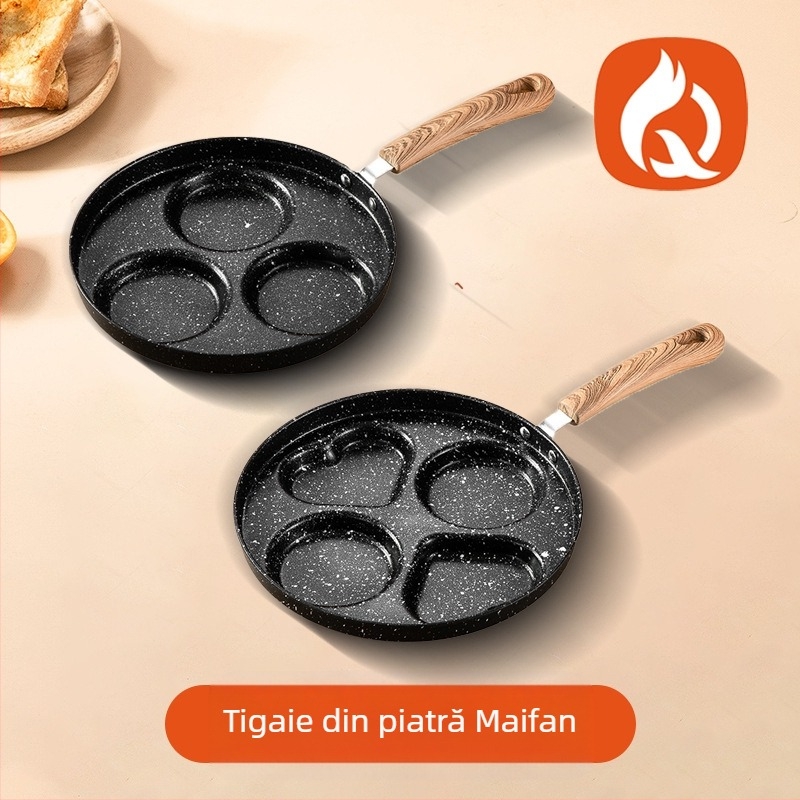 Maifan Tigaie poroasă din piatră Tigaie pentru ouă Tigaie multifuncțională cu fund plat Antiaderentă Tigaie universală pentru micul dejun Tigaie pentru ouă En-gros
