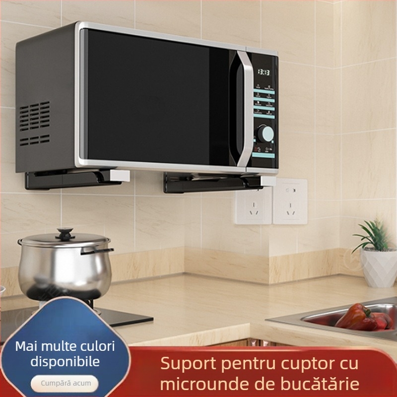 Suport pliabil pentru cuptor cu microunde din oțel inoxidabil, montat pe perete, pentru bucătărie, retractabil, pentru cuptor cu microunde