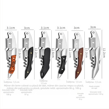 Deschizător de sticle de vin roșu din lemn de trandafir Haima, cuțit multifuncțional pentru vin, șurubelniță pentru vin roșu din oțel inoxidabil, deschizător de sticle de vin roșu