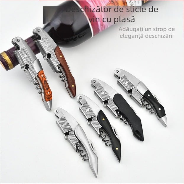 Deschizător de sticle de vin roșu din lemn de trandafir Haima, cuțit multifuncțional pentru vin, șurubelniță pentru vin roșu din oțel inoxidabil, deschizător de sticle de vin roșu
