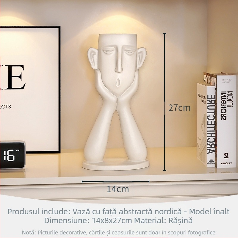 Vază din rășină cu personaj abstract cu față creativă, familie de trei, ornamente pentru intrare, dulap de vin, dulap TV, decorațiuni artizanale