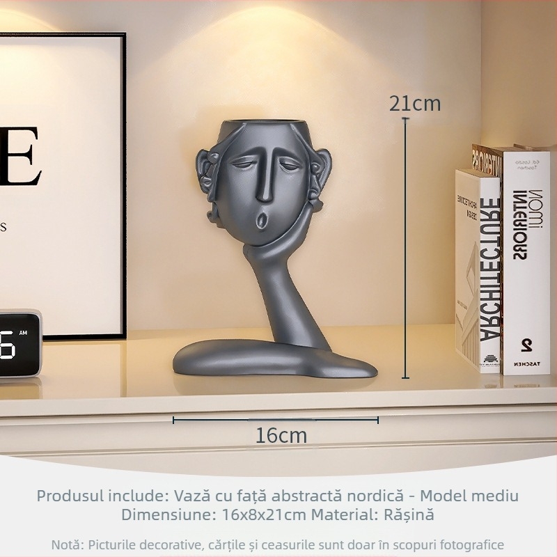 Vază din rășină cu personaj abstract cu față creativă, familie de trei, ornamente pentru intrare, dulap de vin, dulap TV, decorațiuni artizanale