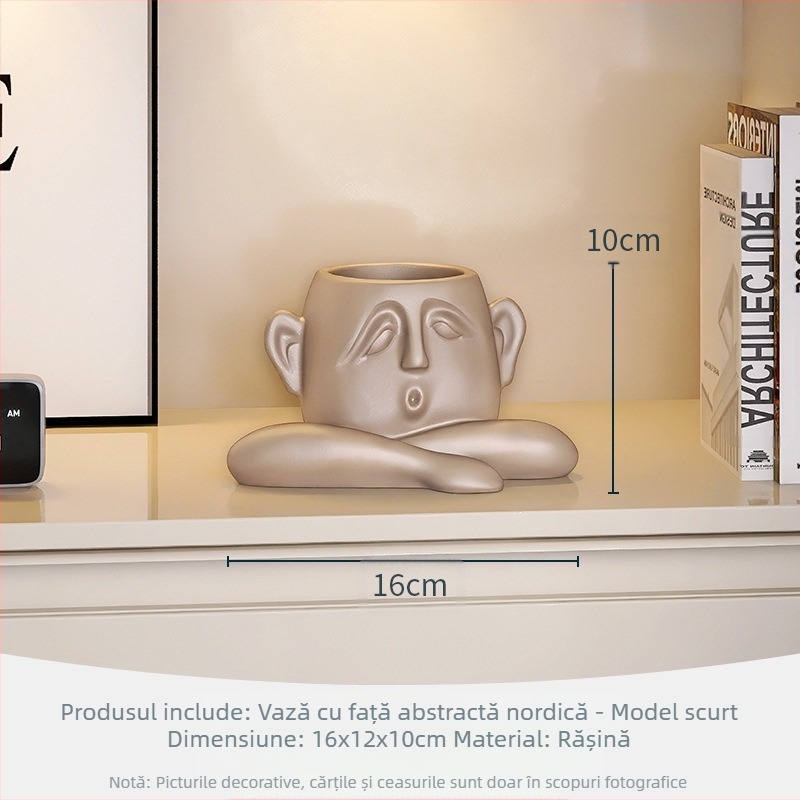 Vază din rășină cu personaj abstract cu față creativă, familie de trei, ornamente pentru intrare, dulap de vin, dulap TV, decorațiuni artizanale